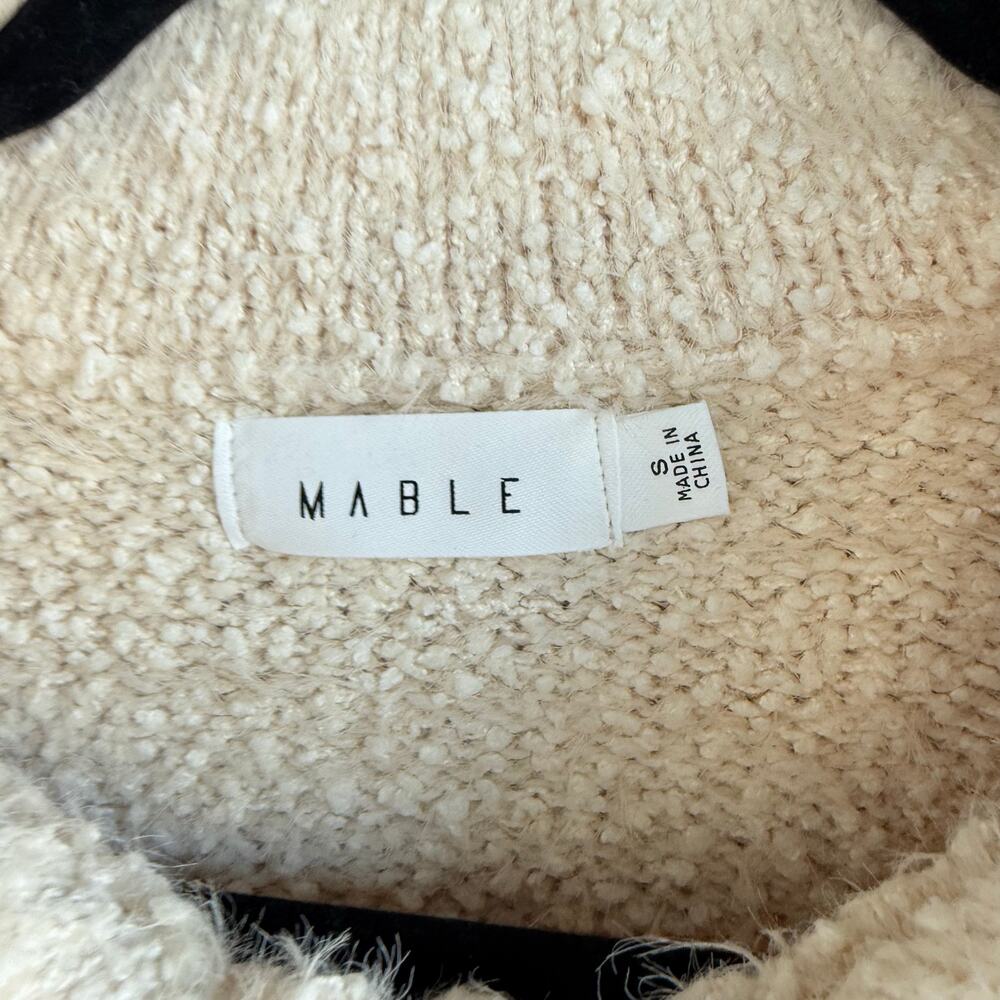 Mable Sweater Jacket Boucle Knit Cropped Fuzzy Teddy Knit Womens S Minimalist - Picture 6 of 9